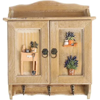 Schlüsselkasten Schlüsselkasten-Organizer im Retro-Stil mit Doppeltüren aus Holz, 9 Haken, Schlüsselschrank, an der Wand montierte Halterungen, for die Dekoration zu Hause und im Wohnzimmer(Style E)