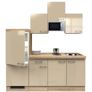 Singleküche mit E-Geräten - 210 cm breit - Kaschmir Glanz Sonoma Eiche – Neapel
