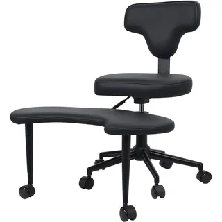 Makamsui Meditationsstuhl ADHS Bürostuhl Kreuzbein-Schreibtischstühle mit Rollen mit Lendenwirbelstütze und höhenverstellbar, Kniestuhl, Yoga-Schreibtischstühle für Erwachsene, Beige