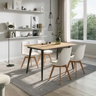 home collective Esstisch ausziehbar 120-160 x 75 x 80 cm Eiche hell