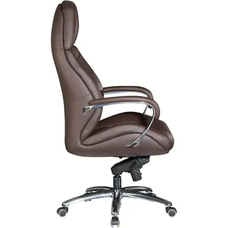 FineBuy Bürostuhl Chefsessel Echtleder Ergonomisch XXL Drehstuhl 120 kg Stuhl - Braun