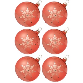 Weihnachtsbaumkugel Weihnachtskugel-Set Kristallblüten hummer (6 St), mundgeblasen, handdekoriert orange