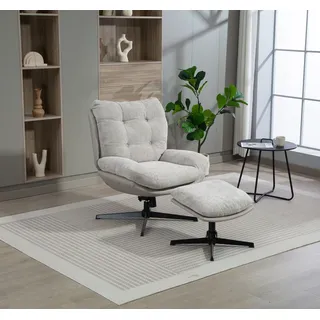 Duo Collection Relaxsessel Tolox Kunstleder 78 x 95 x 91 cm Grau mit Hocker