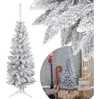 Sarcia.eu Künstlicher Weihnachtsbaum Künstlicher Weihnachtsbaum Fichte Slim, schmal, Schnee + Ständer 120