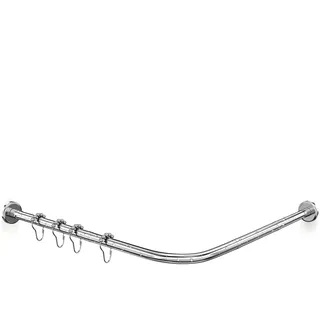 Misounda Duschvorhangstange L Form Ohne Bohren Ecke Halterung 70-100x90-120cm - Duschstange Für Duschvorhang Badewanne Schiene - Ohne Deckenhalterung - 304 Rostfreier Stahl - Inkl. 18 Ringe