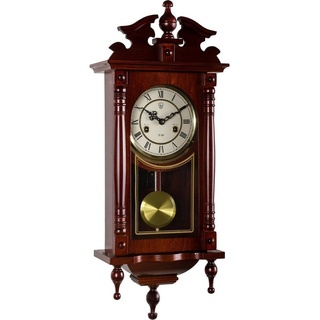 MAXSTORE Pendelwanduhr Mechanische Retro Vintage Uhr Regulator Pendeluhr (Orpheus, Mahagoni, 75 x 29,5 x 15 cm) braun