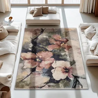 Carpido Hochwertiger Teppich Wohnzimmer, Schlafzimmer - Kurzflorteppich weich - Elegantes Flachgewebe - vielfältige Designs - Teppich Rose 160x230cm