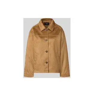 Regular Fit Kunstlederjacke in Velours-Optik Modell 'CAROLINA', Camel, M/L