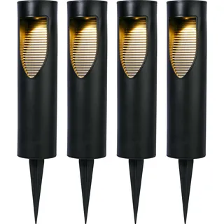 Dobar Solarleuchte Edelstahl, Kunststoff 8 x 8 x 45 cm 4er Set schwarz