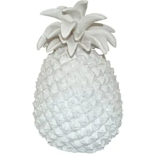 HOMEA 5DEJ1224BC Statue Ananas, Polyresin, weiß, 13 x 13 x 20,5 cm
