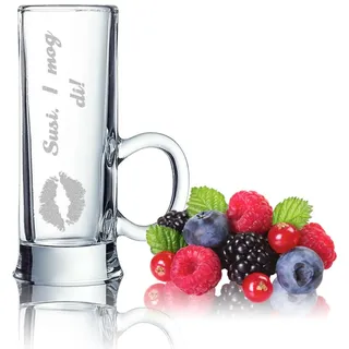 Schnapsglas mit Henkel mit Gravur - individuell graviert Wunschtext - Pinnchen mit Henkel zum Umhängen - Schnapsgläser Hochzeit - personalisierte Geschenkidee Shotglas ca. 55ml Männergeschenk