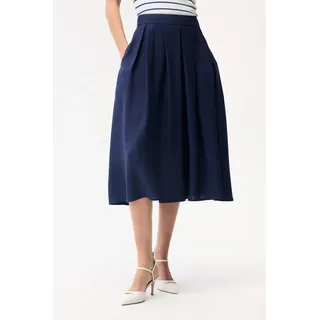 adL Plisseerock Plissierter Midirock blau S