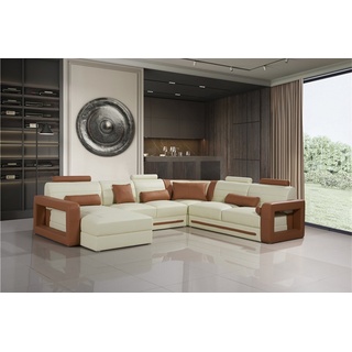 JVmoebel Ecksofa, Designer Couch U Form Ecksofa Polster Couch Leder Garnituren braun