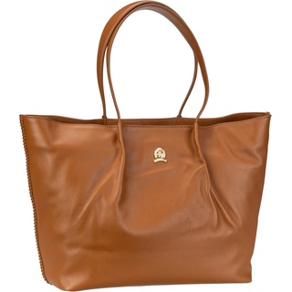 Tommy Hilfiger Crest Leather Tote FA23  in Tan (16.4 Liter), Shopper