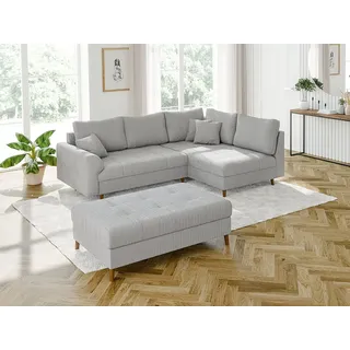 s-style möbel Eckcouch Cord 2-Sitzer Hellgrau