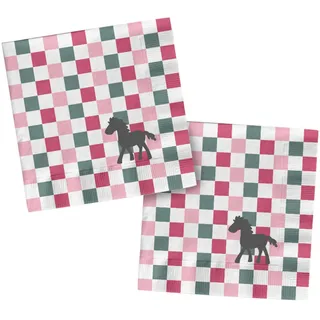 Folat 27504 Pferd Geburtstag Deko Rosa - Servietten - Happy Horse - 33 x 33 cm - 20 Stück - Pferde Partygeschirr für Pferdparty