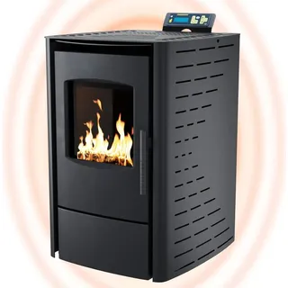 UMBRELLA® P6 Pelletofen 6 kW A+ bis 120 m3 – Auto-Reinigungszyklus, ECO-Modus, Wochenprogramm & mechanische Reinigungsunterstützung – Schwarz