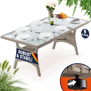 CASARIA Gartentisch 190 x 90 x 74 cm Creme/Beige