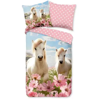Muller Textil Philou Blumen Baumwolle Rosa/Mehrfarbig 135 x 200 cm + 2 x 80 x 80 cm