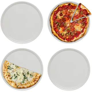 KHG 4er-Set Pizzateller, groß mit 33 cm in weiß, Durchmesser, für Zuhause