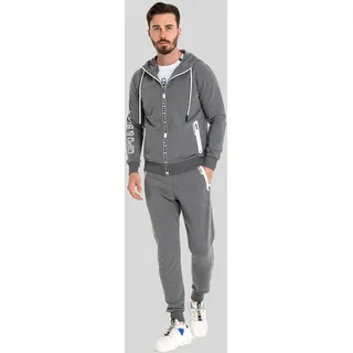 Cipo & Baxx "HOMEWEAR", Herren, Gr. L, grau (anthrazit), 80% Baumwolle, 15% Polyester, 5% Elasthan, bedruckt, Sportanzüge Trainingsanzug, mit Allover-Musterung