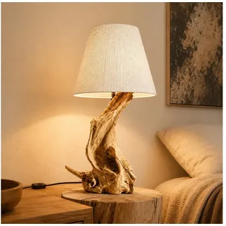 Möbel Bressmer Tisch-Tageslichtlampe ZOILA Tischlampe holz 60cm,Tischlampe Treibholz mit Tageslicht Design beige