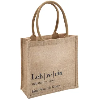 RF&CM Jute Tasche Lehrerin | Eine Frau mit Klasse | Abschiedsgeschenk Lehrer | Geschenk Grundschule | Schulabschluss Geschenkidee | Abschiedsgeschenk für Lehrer - 30x30 cm