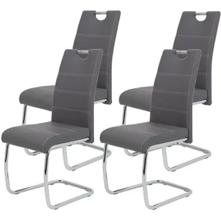 Hela Freischwinger Flora Kunstleder grau 4er Set