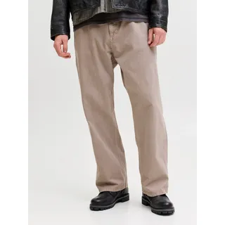 JACK & JONES "JPSTALEX RAYE WORKER PANTS SN", Herren, Gr. 31, Länge 32, beige (string), Twill, Obermaterial: 100% Baumwolle, unifarben, gerade lang, Hosen, mit Five-Pocket-Design