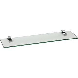 ib style Wandregal Glasregal 8mm eckig klar 60 x 15 cm + Clip KUBI Verchromt, Glasboden aus ESG-Sicherheitsglas - Wandregal silberfarben