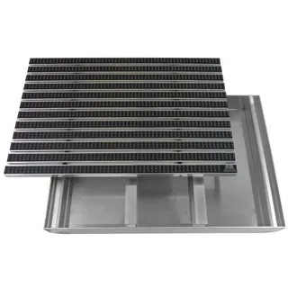 Emco Fußmatte Eingangsmatte DIPLOMAT + Bodenwanne Aluminium, Bürsten Grau, rechteckig, Höhe: 75 mm, Größe: 750x500 mm, für Innen- und Außenbereich grau 75 cm x 50 cm x 75 mm