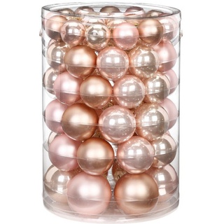 MAGIC by Inge Weihnachtsbaumkugel, Weihnachtskugeln Glas 4-7cm 60 Stück - Pearly Rose rosa