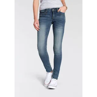 Skinny-fit-Jeans ARIZONA "mit Keileinsätzen" Gr. 25, K + L Gr, blau (mid, blue, used) Damen Jeans Röhrenjeans Low Waist