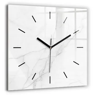 Tulup Wanduhr Dekorative Glasuhr Marmor Rechteckige Moderne Uhr aus Gehärtetem Glas schwarz 60 cm x 60 cm