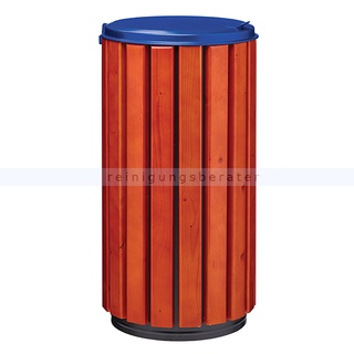 ZENO PROTECT Abfallbehälter Rossignol 80 L Holz blau mit vollem Deckel