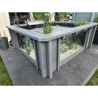 Clear View Garden Aquarium Lotus Gartenteich, quadratisch mit Fenstern | Erhöhter Teich mit großem Fenster