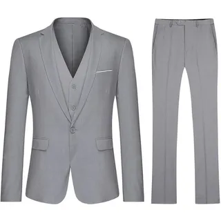 Allthemen Anzug (3 tlg) Slim Fit Herrenanzug für Business grau 48