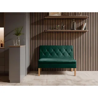 JKG Meble Essbank fur Kuche - Sitzbank Esszimmer mit Aufbewahrungsbehälter - Modern Essbank Küche - Stoff Velours - gepolsterte Rückenlehne - Grün - Monolith 37-120cm