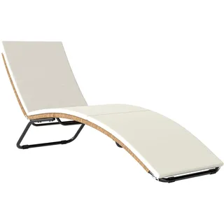 Outsunny Poly Rattan Sonnenliege S-förmige Gartenliege Outdoor Cremeweiß
