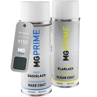 MG PRIME Autolack Spraydose für Skoda 9153 / 9J Anthracite Grey Metall. +1K | Anthracite Grey Metallic, Set aus Basislack + Klarlack, Sprühdosen 400ml