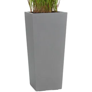 Pflanzwerk® Pflanzkübel Bodenvase Fiberglas Conic GRAU 70x33x33cm *Frostbeständige Blumenkübel* *Deutsche Premiumqualität* *Lotus-Effekt Imprägnierung*