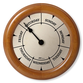DayClocks Klassische Tagesuhr - Wochentag Uhr - Tagesuhr mit Mitternachtsmarkierungen - Einzigartiges & lustiges Ruhestandsgeschenk - 24,1 cm Kiefer Wanduhr