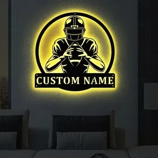 Benutzerdefinierte Fußballspieler LED Leuchten Aus Metall, Wandkunst, Personalisierte Fußballspieler Namensdekoration Zum Aufhängen Für Zuhause, Fußball Metall Neonschild, Heimdekoration