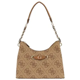 GUESS Izzy Top Zip Shoulder Bag Latte Logo