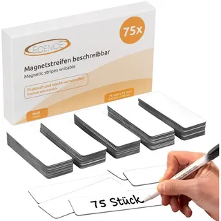 ECENCE Magnetschilder 42010104, weiß, 75 x 25 mm, für Handbeschriftung, 75 Stück