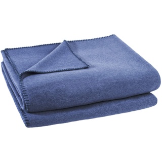 Soft-Fleece-Decke – Polarfleece-Decke mit Häkelstich – flauschige Kuscheldecke – 220x240 cm – 540 indigo - von ’zoeppritz since 1828’