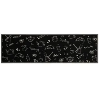 vidaXL Küchenteppich Waschbar Morning Schwarz 45x150 cm Samt