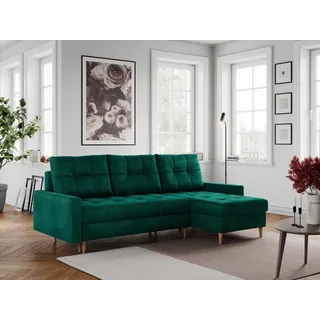 MKS MÖBEL Ecksofa COLIN, Set, mit Schlaffunktion, Skandinavisches Ecksofa, Holzbeine, zum Wohnzimmer grün