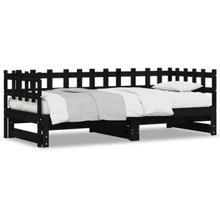 vidaXL Tagesbett Ausziehbar Schwarz 2x(80x200) cm Massivholz Kiefer1925452