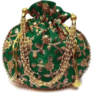 Potli Bag Schmuck-Münztasche, Potli-Tasche, Stickerei, Arbeit, Potli-Tasche, Henkel, Geldbörse, Clutch, Geldbörse, Braut-Armbänder